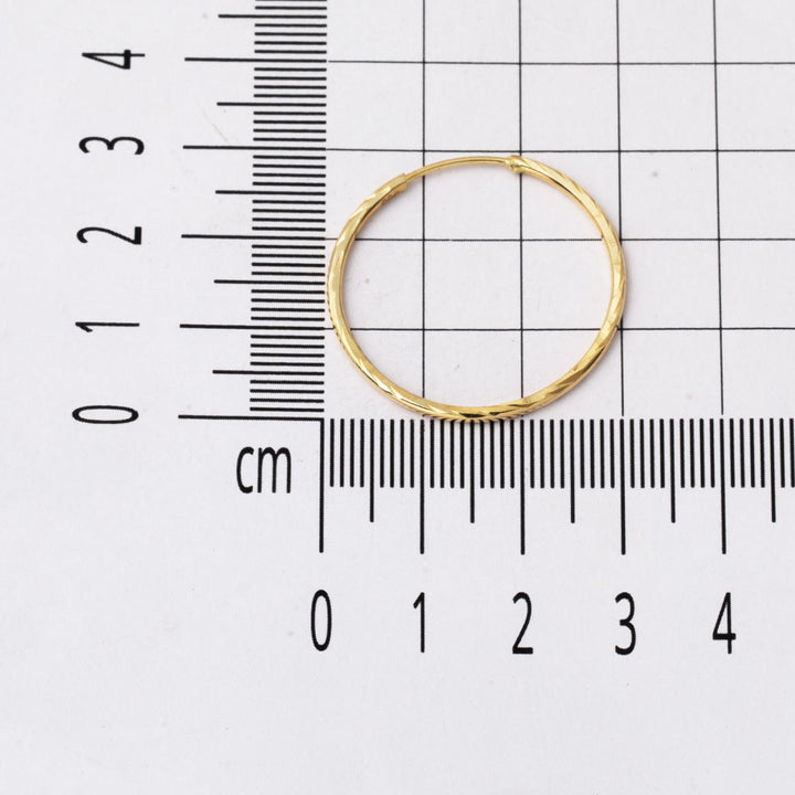 Desenli Altın Halka Küpe 14 Ayar 3 cm. Çaplı