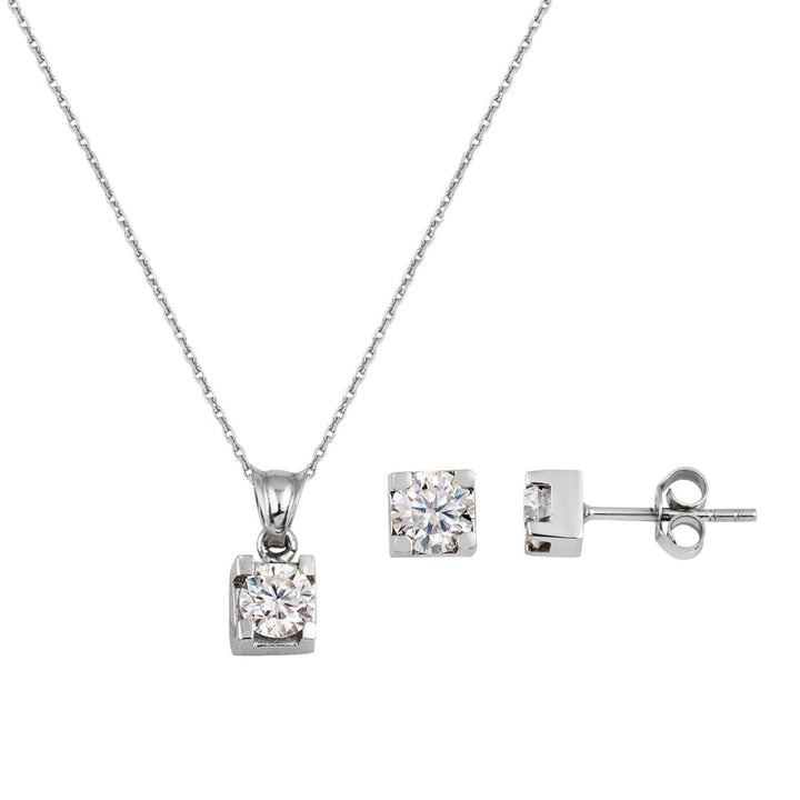 0,90 Karat Kolye ve Küpeli Mozanit Set Takımı