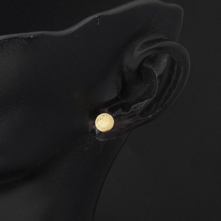 14 Ayar Sarı Altın Kumlu Top Küpe 6 mm.
