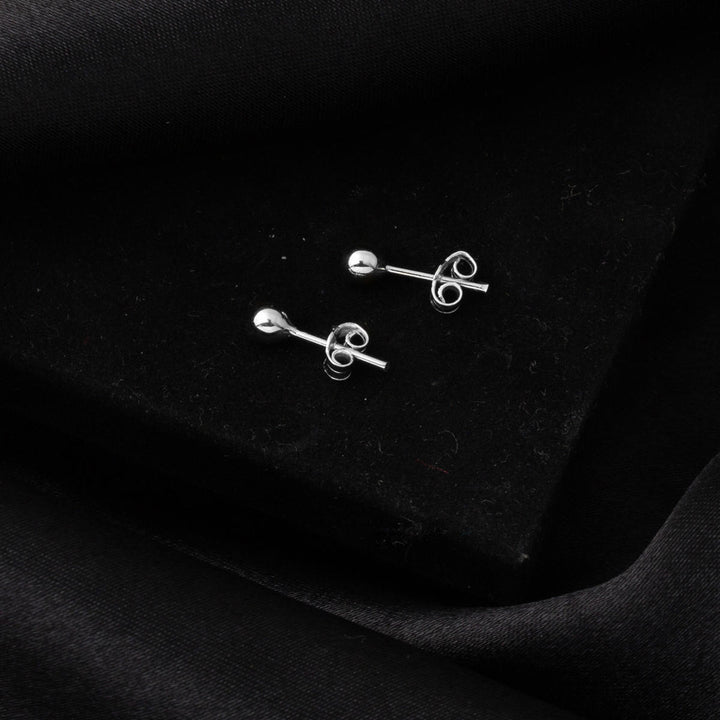 14 Ayar Beyaz Altın Top Küpe 4 mm.