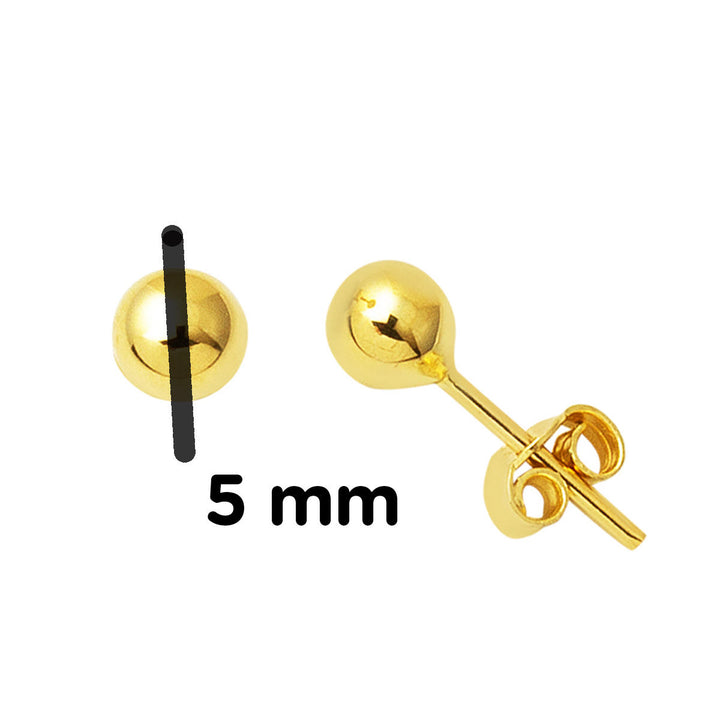 14 Ayar Altın Top Küpe 5 mm.