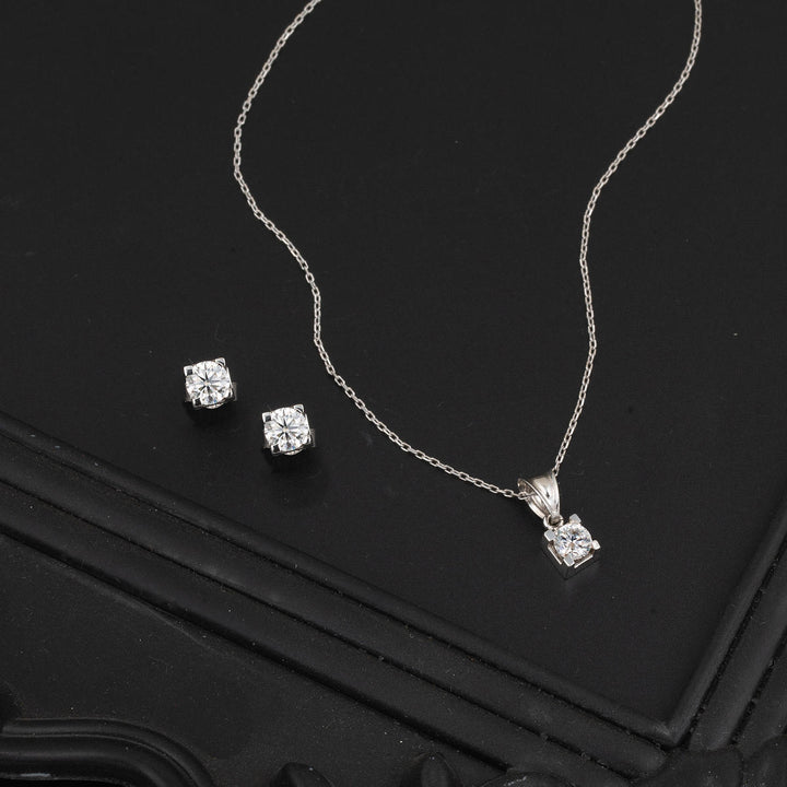 0,90 Karat Kolye ve Küpeli Mozanit Set Takımı
