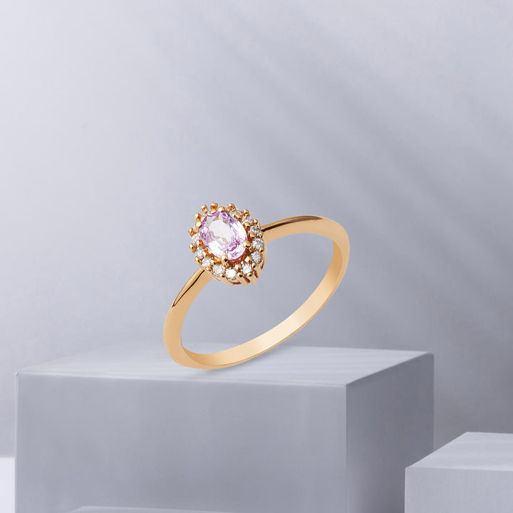 0,48 ct Morganit & 0,12 ct Pırlantalı Yüzük