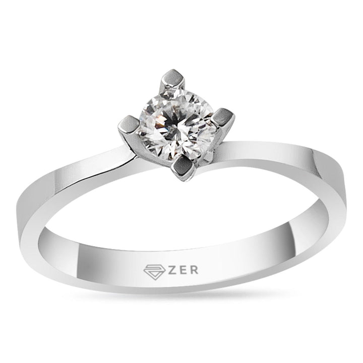 0,30 Karat Mozanit Tektaşlı Altın Yüzük 