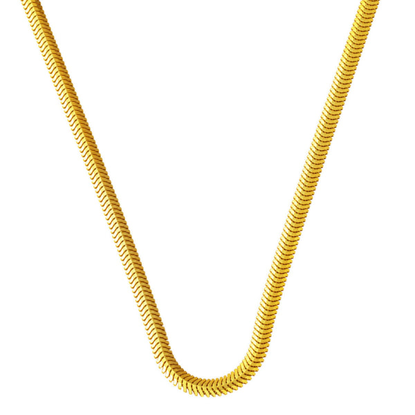 3,5mm Enli Kalın Balıksırtı 14 Ayar Altın Zincir 65cm.
