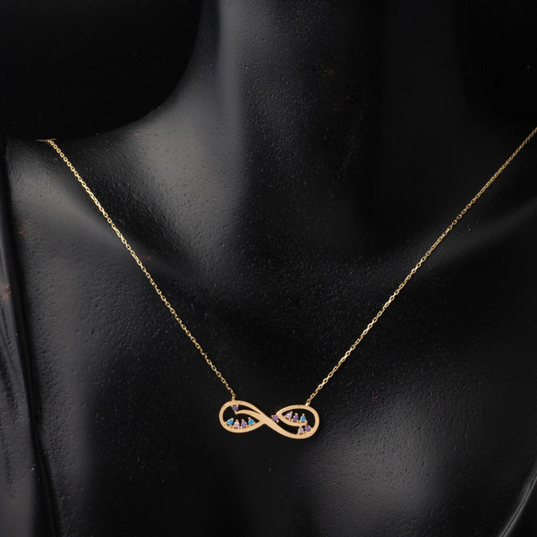 Renkli Sonsuzluk 14 Ayar Altın Kolye