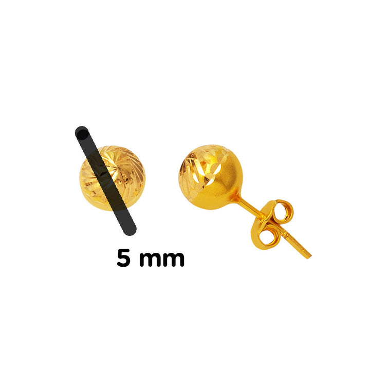 5 mm. Vidalı 22 Ayar Top Altın Küpe