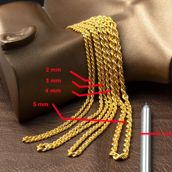 50 cm. Burmalı Halat 14 Ayar Altın Zincir