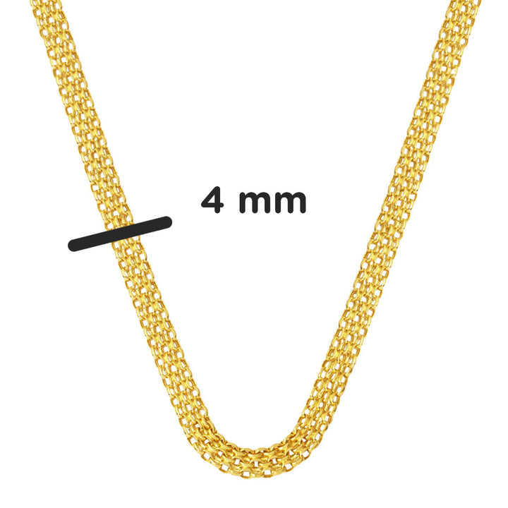 4 mm. Örgü 14 Ayar Altın Zincir Kolye 40 Cm.