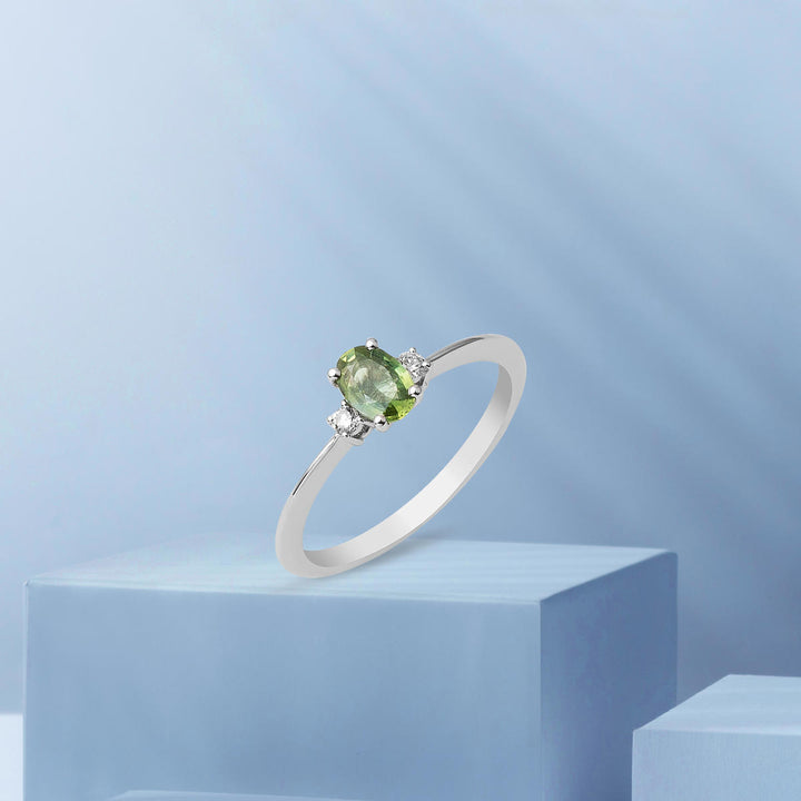0,45 ct Yeşil Safir & 0,06 ct Pırlantalı Yüzük