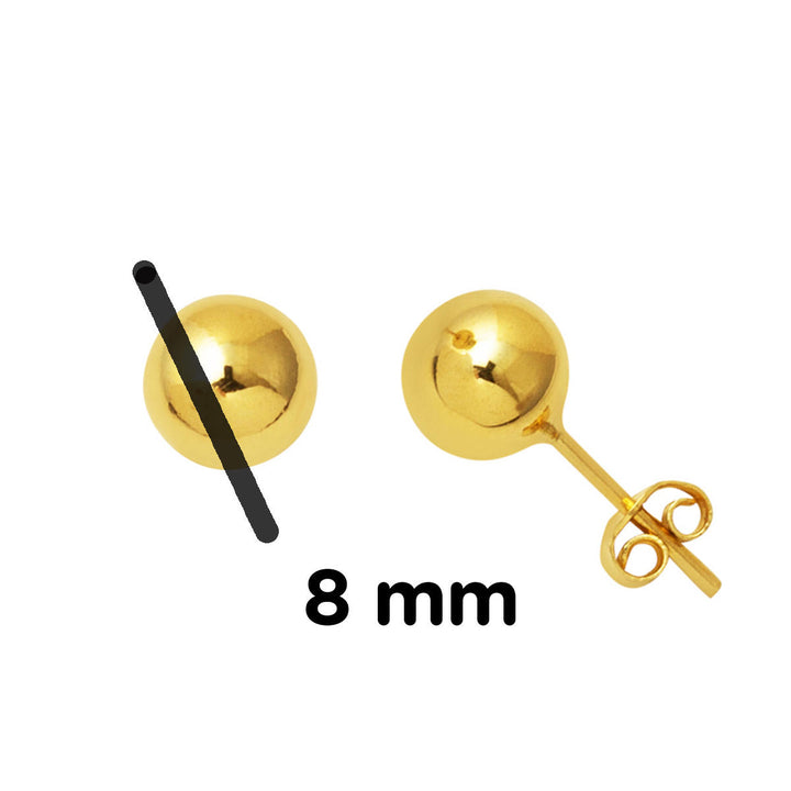 14 Ayar Altın Top Küpe 8 mm.