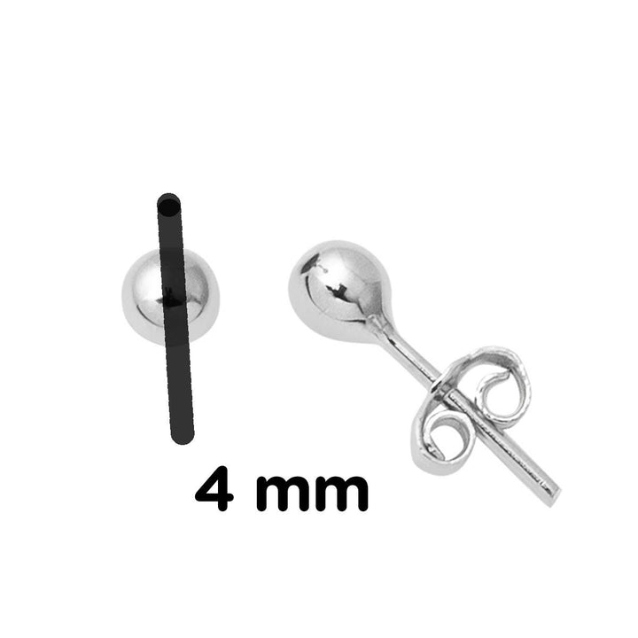 14 Ayar Beyaz Altın Top Küpe 4 mm.