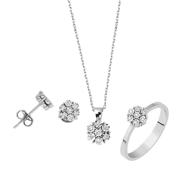 Zer Flower 3'lü Pırlanta Set 
