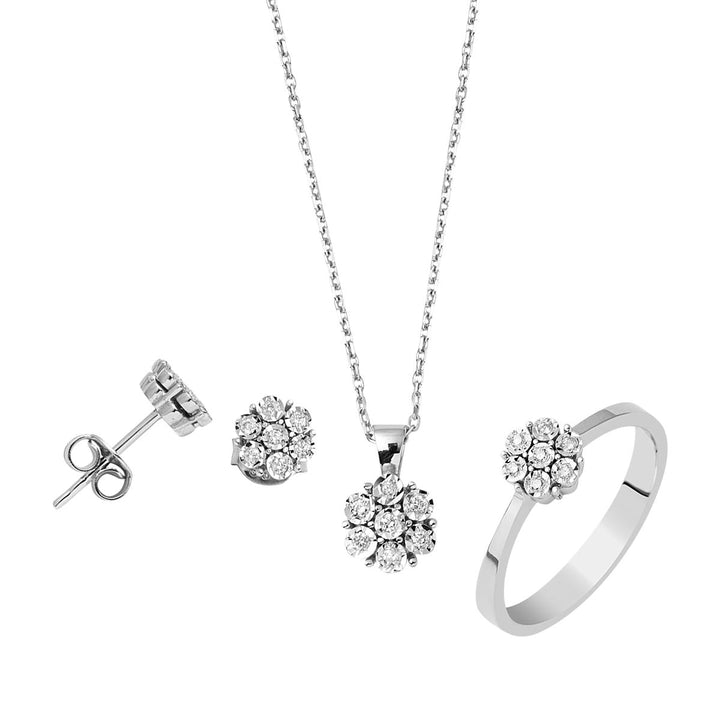 Zer Flower 3'lü Pırlanta Set 