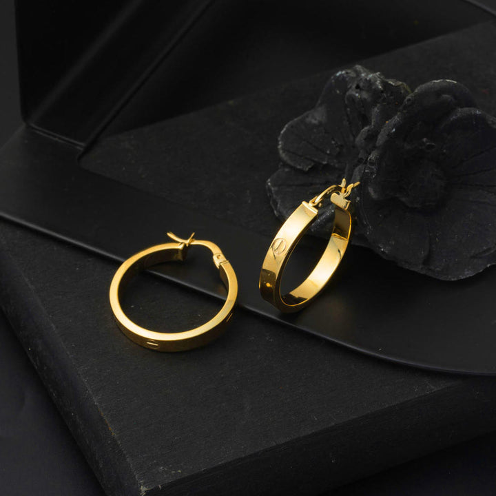 Kartiyer 22 Ayar Altın Halka Küpe 2,5 cm. Çaplı