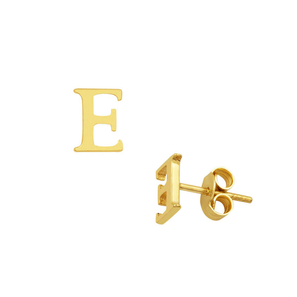 Minimal E Harfi 14 Ayar Altın Küpe