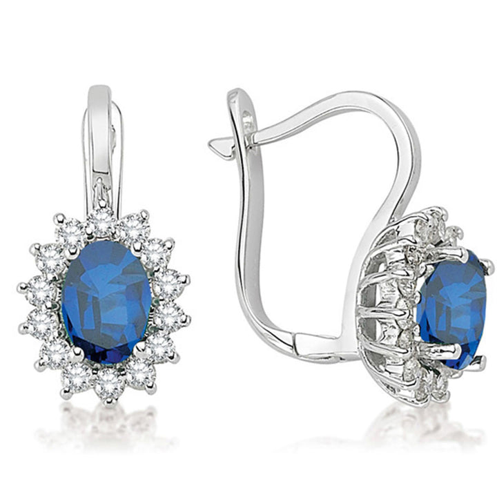 1,72 ct Safir & 0,10 ct Pırlantalı Küpe
