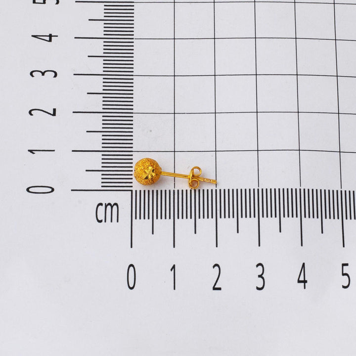 22 Ayar Yıldız Kumlu Top Altın Küpe 6 mm.