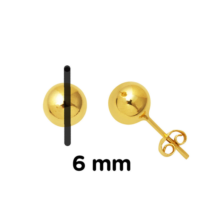14 Ayar Altın Top Küpe 6 mm.