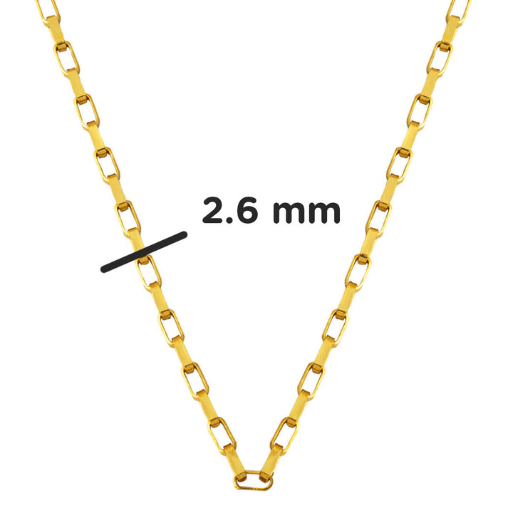 Kare Halkalı 22 Ayar Altın Zincir Kolye 50 cm.