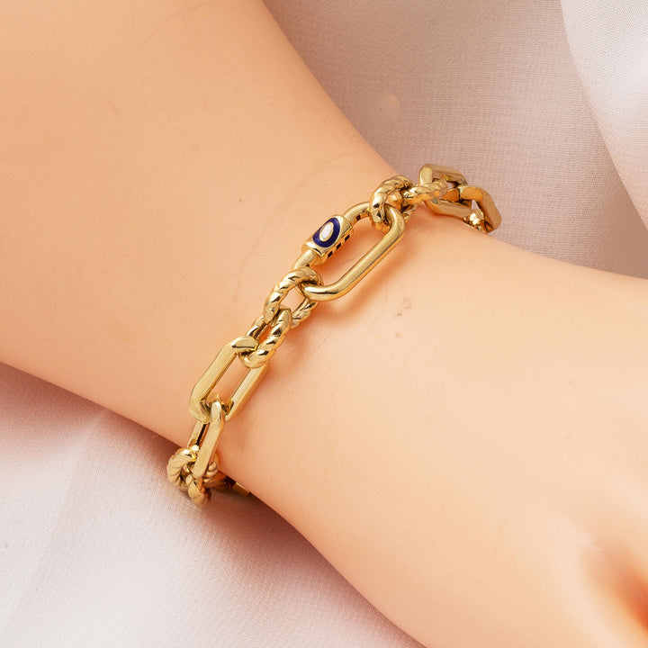 14 Ayar Altın Gözlü Tiffany Zincirli Bileklik
