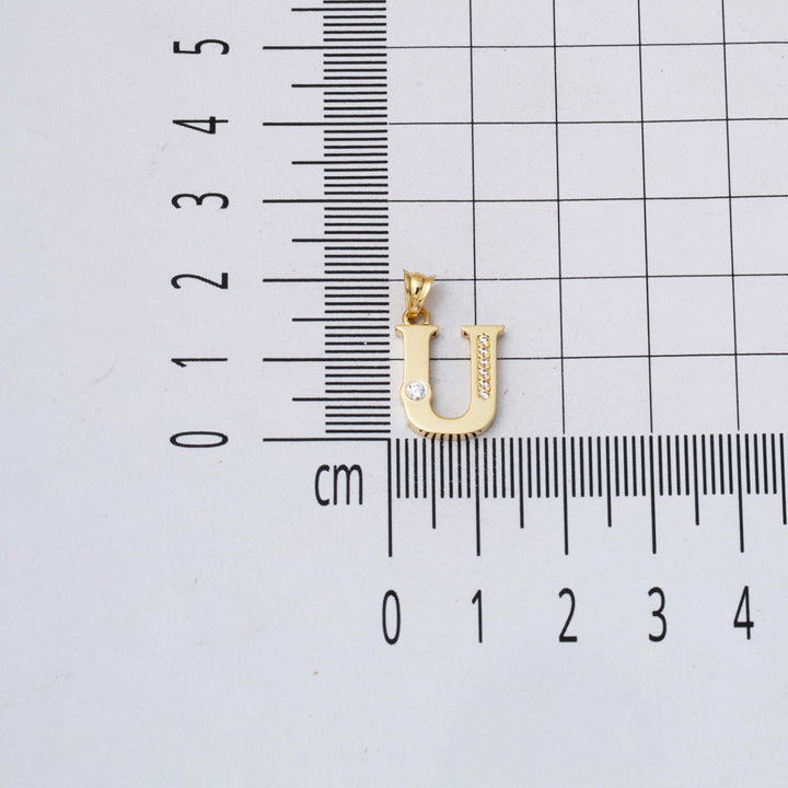 Lettera U Harfi Zincirli 14 Ayar Altın Kolye