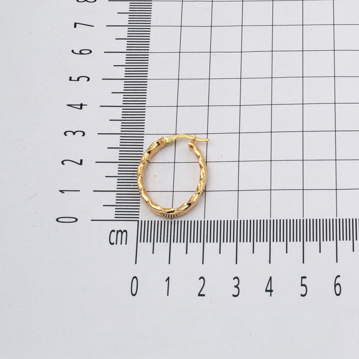Burgulu Oval 14 Ayar Halka Küpe 3cm.