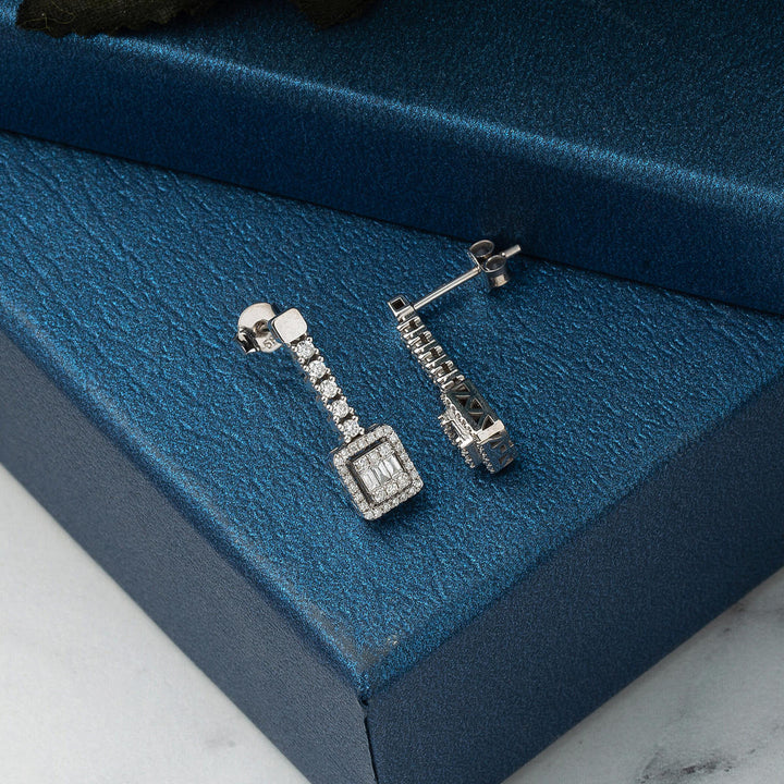 0,54 ct Baget Pırlanta Küpe 