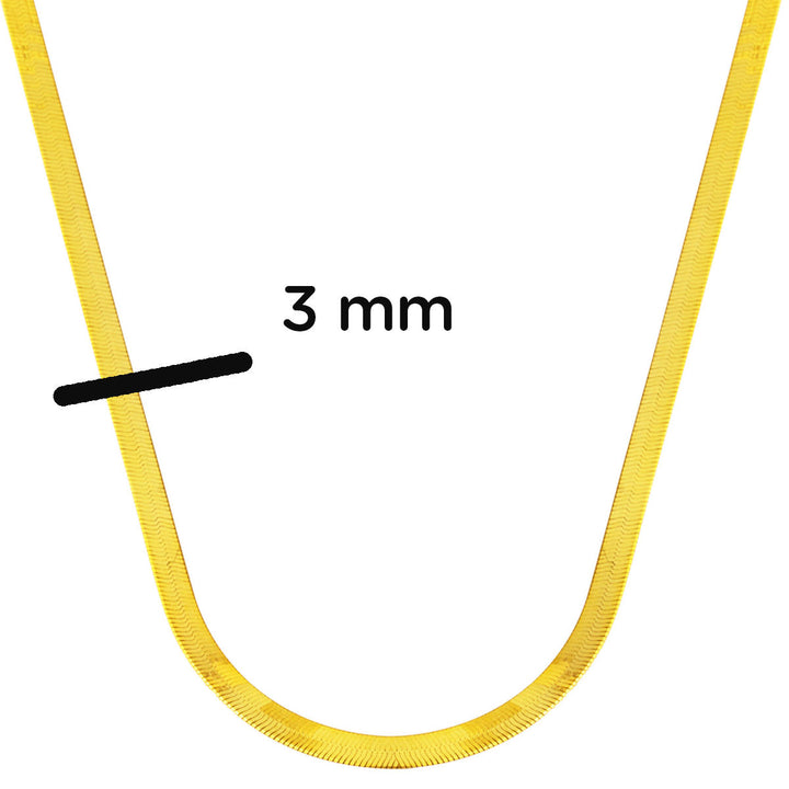 3 mm Enli 22 Ayar Altın Ezme Zincir - 50 cm