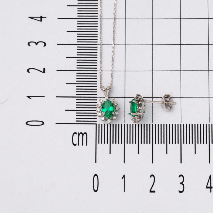 Zer Diamond Zümrüt ve Pırlantalı 3'lü Set