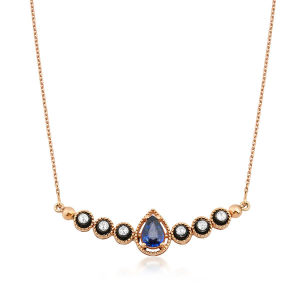 0,94 Karat Safir Taşlı Elmas Kolye 