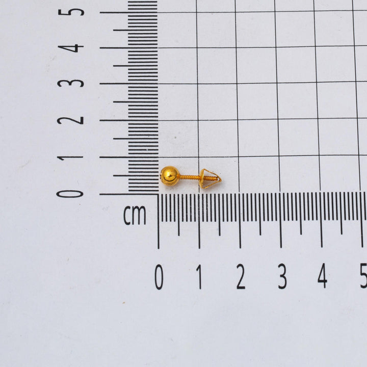 22 Ayar Altın Kalemli Top Küpe 5mm.