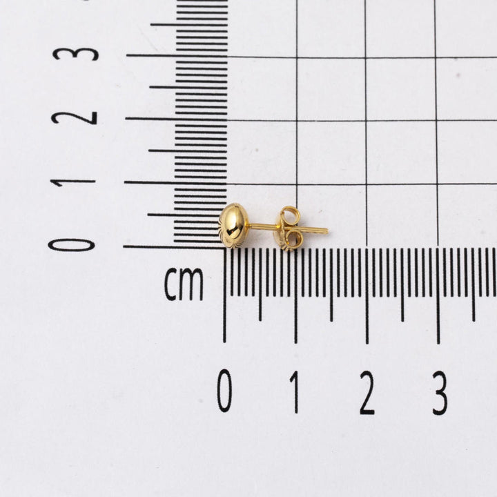 Aynalı 14 Ayar Altın Mini Top Küpe