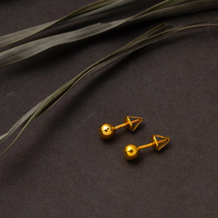 22 Ayar Altın Kalemli Top Küpe 5mm.