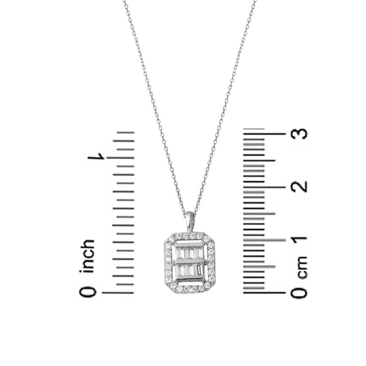 Crystal Baget Taşlı Beyaz Altın Kolye