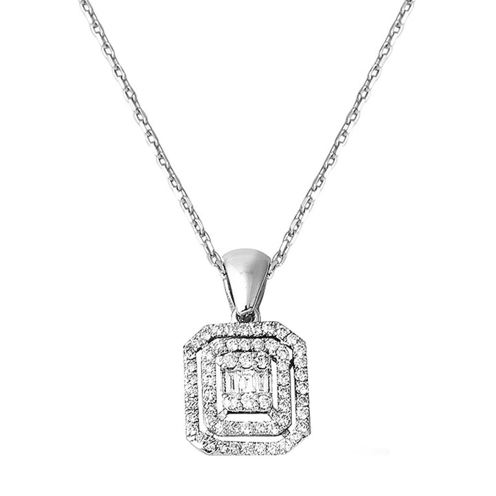 0,67 Karat Baget Pırlantalı Kolye Küpeli Set