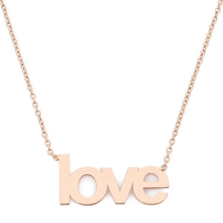 Love Yazılı Zincirli Altın Kolye