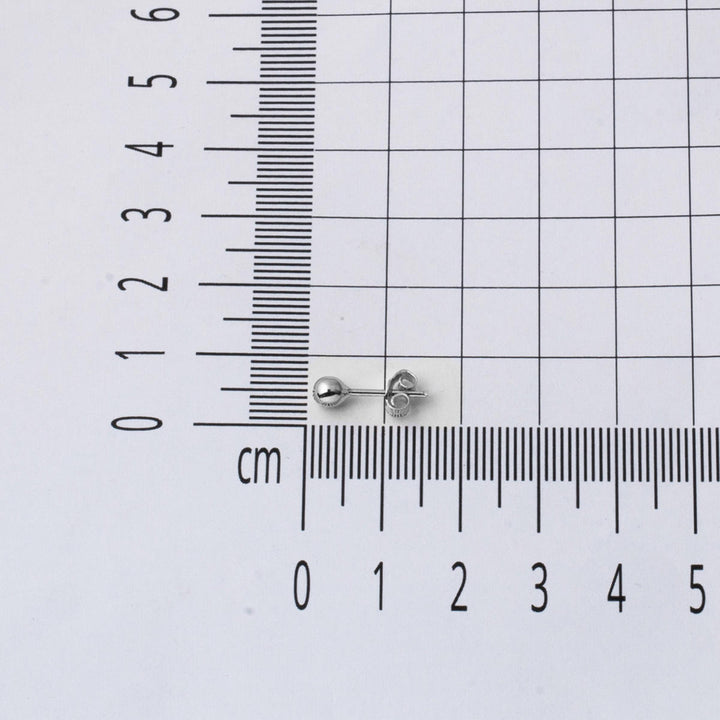 14 Ayar Beyaz Altın Top Küpe 4 mm.