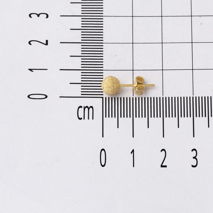 14 Ayar Sarı Altın Kumlu Top Küpe 6 mm.