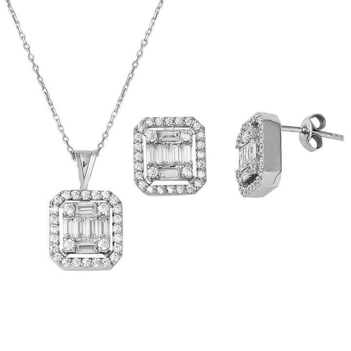 1,25 Karat Baget Mozanit Kolye Küpe Set