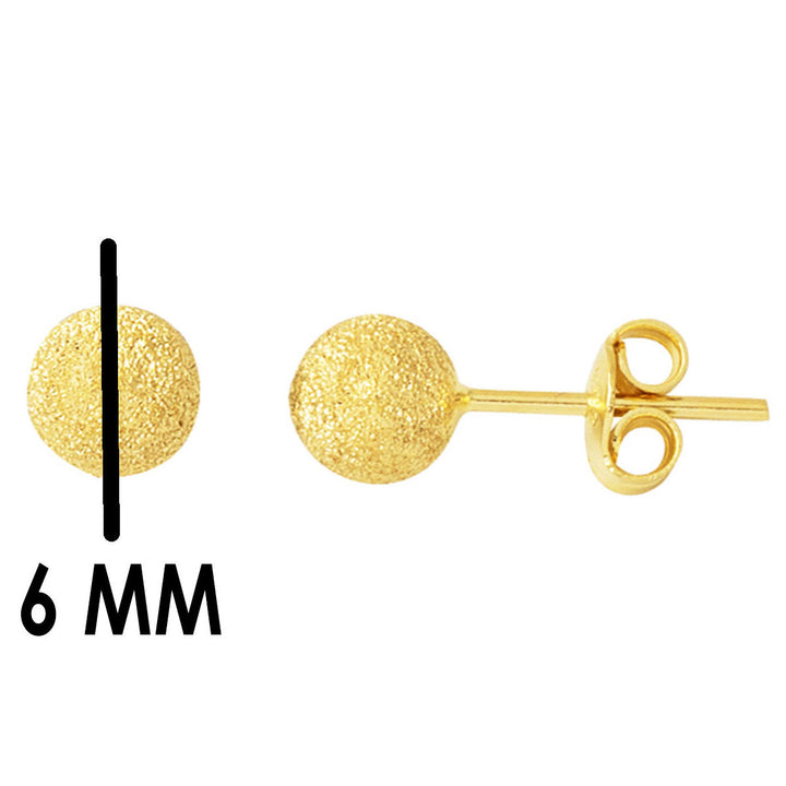 14 Ayar Sarı Altın Kumlu Top Küpe 6 mm.