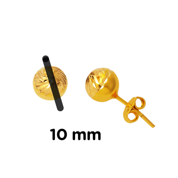 10 mm. Vidalı 22 Ayar Top Altın Küpe
