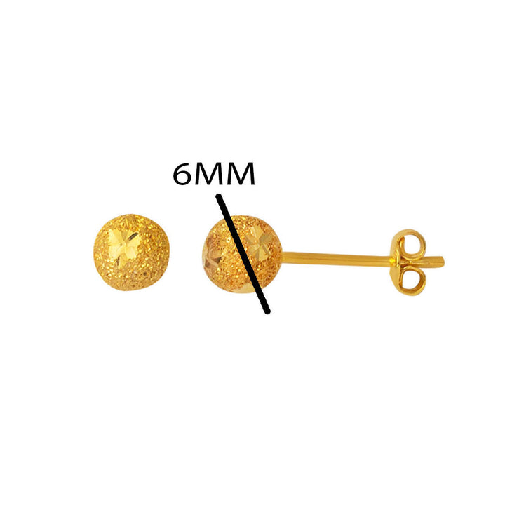 22 Ayar Yıldız Kumlu Top Altın Küpe 6 mm.