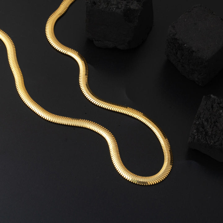 Choker 4mm. Enli 14 Ayar Altın Balıksırtı Zincir 40cm.