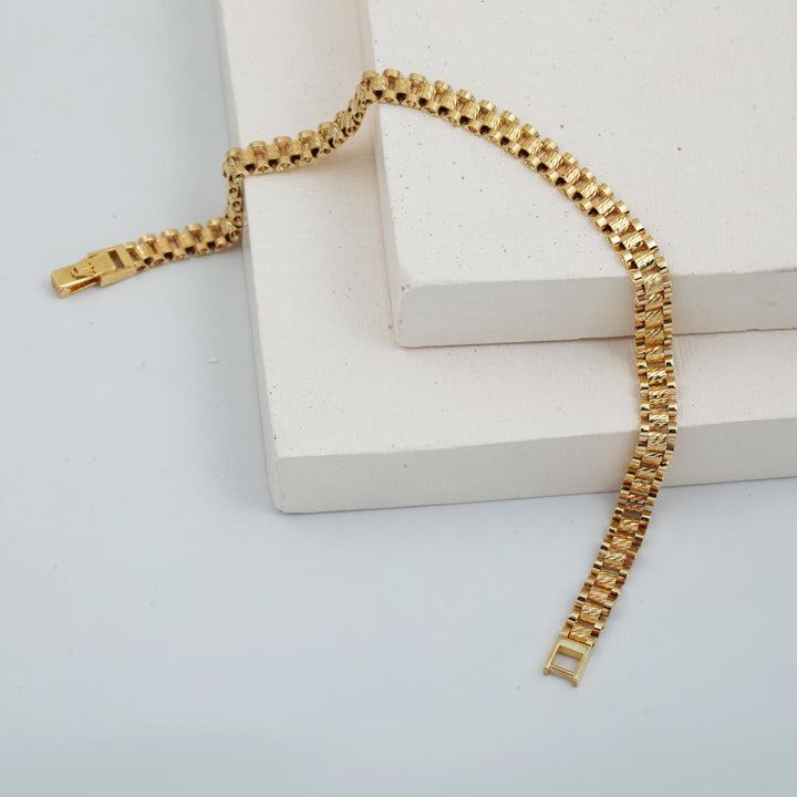 14 Ayar Altın Modern Tasarım Rolex Bileklik