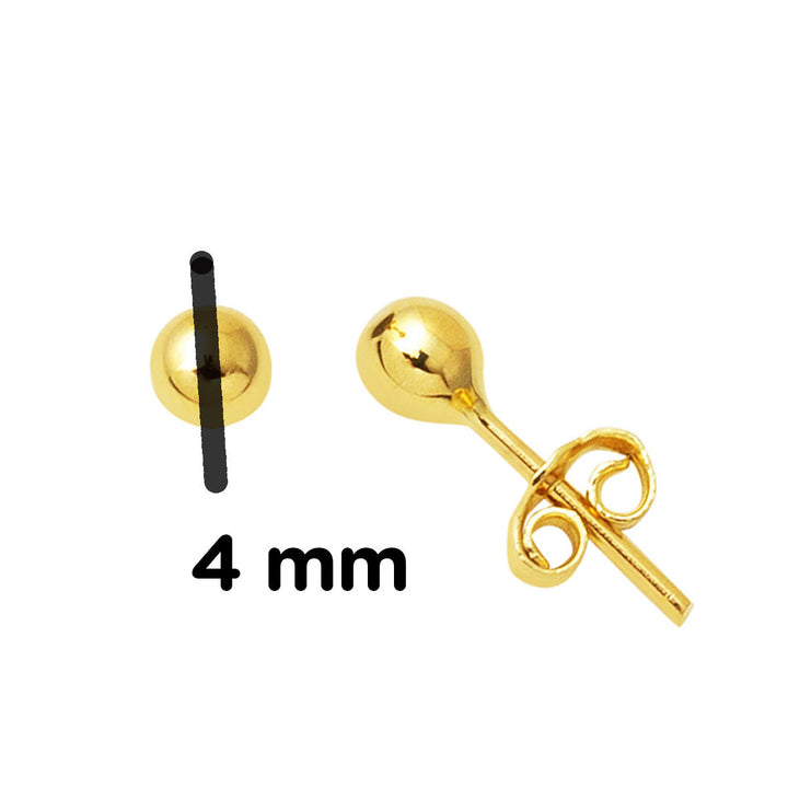 14 Ayar Altın Top Küpe 4 mm.
