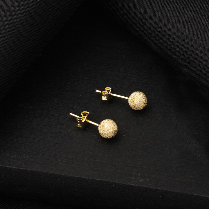 14 Ayar Sarı Altın Kumlu Top Küpe 6 mm.