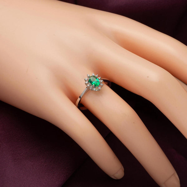 0,50 ct. Zümrüt 0,08 ct, Pırlanta Yüzük