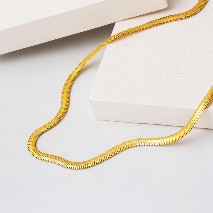 Choker 4mm. Enli 14 Ayar Altın Balıksırtı Zincir 40cm.