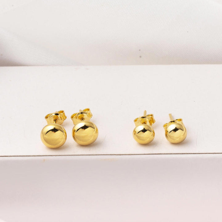Aynalı 14 Ayar Altın Mini Top Küpe